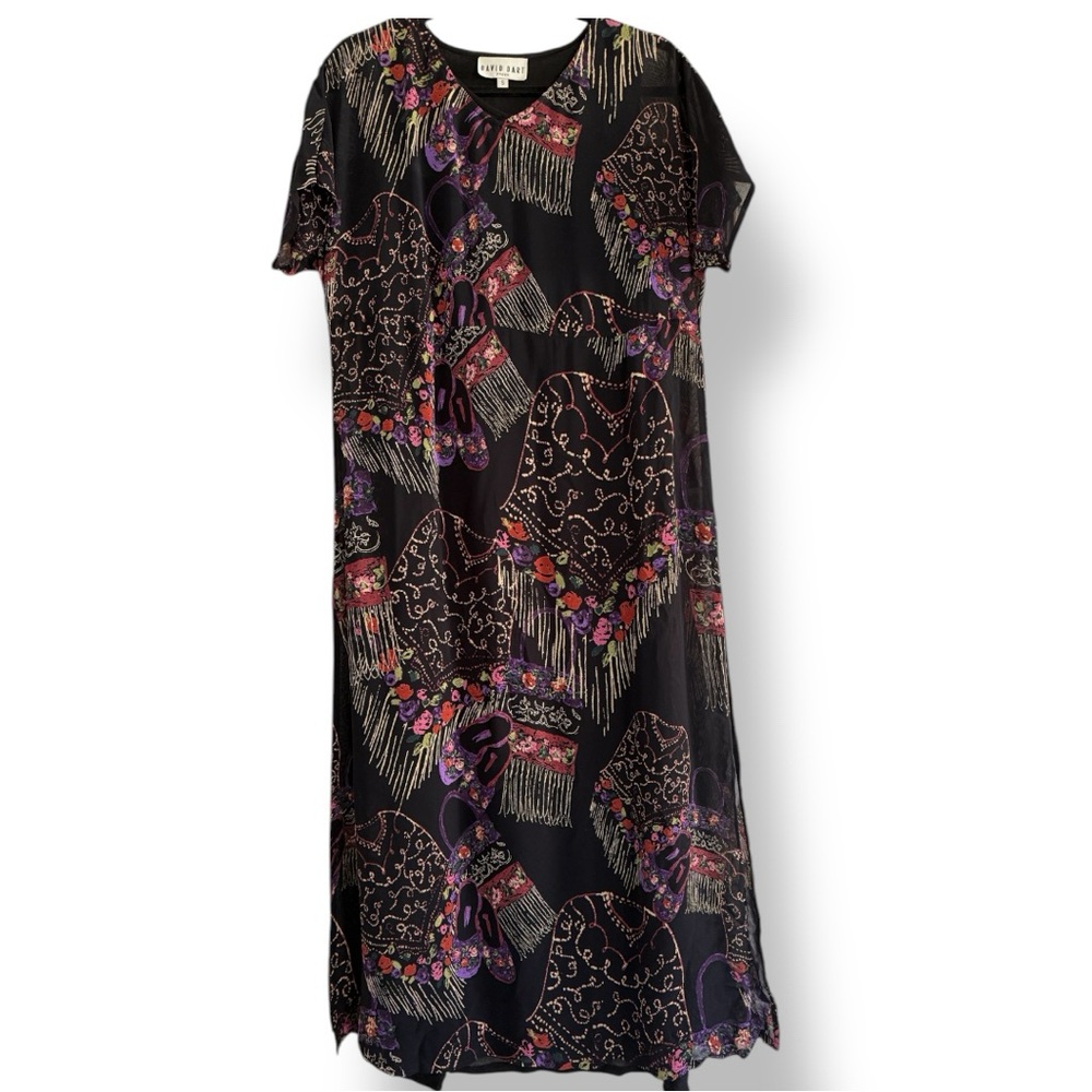 David Dart 2 Piece Maxi 90s Print Size Small V Neck Sleeveless